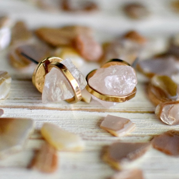 Jewelry - Rose Quartz Crystal BOHO Stud Earrings
